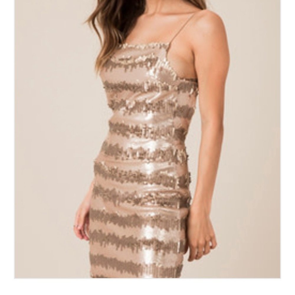 Black Swan Open Back Sequin Dress L